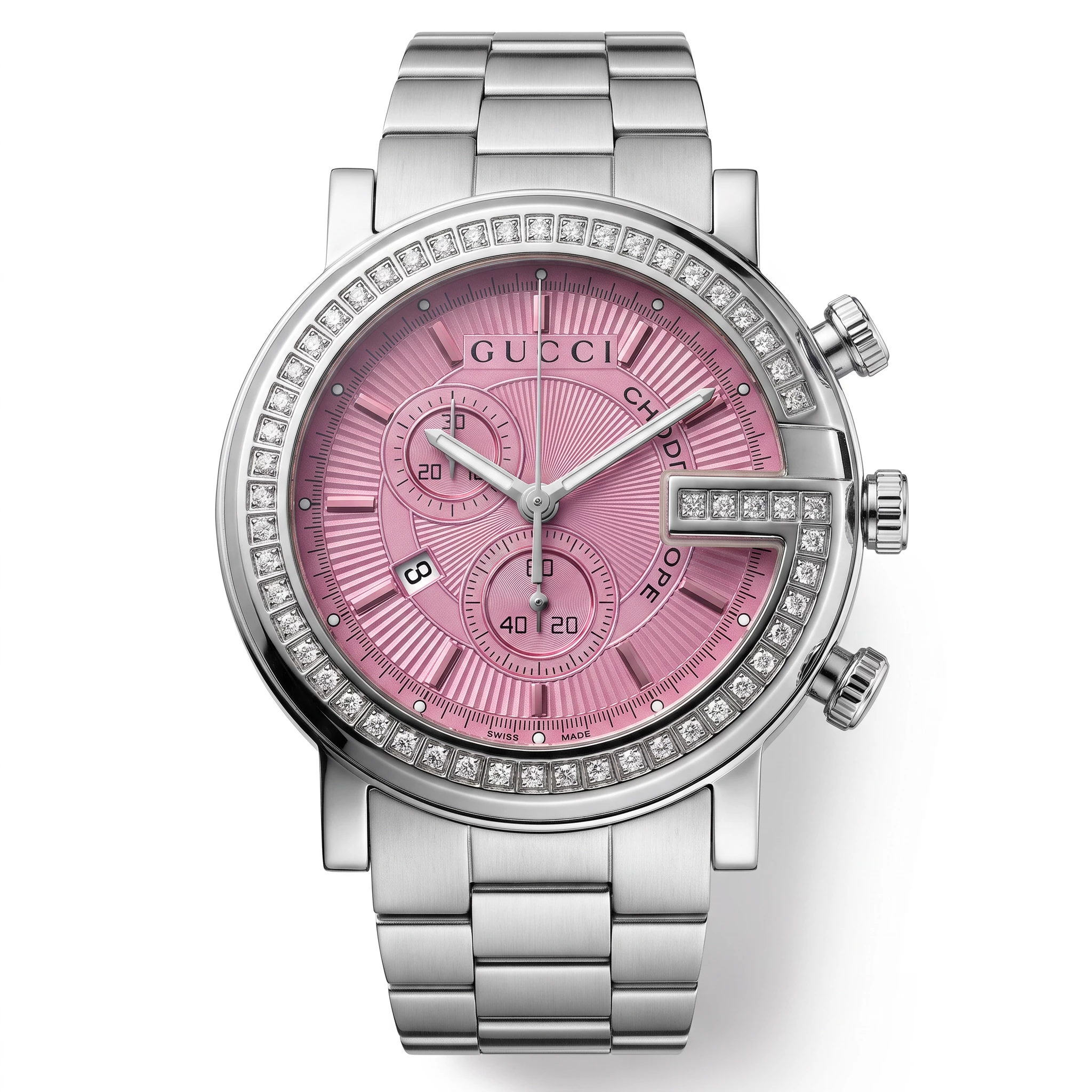 Gucci 101M Diamond Quartz Chronograph Watch